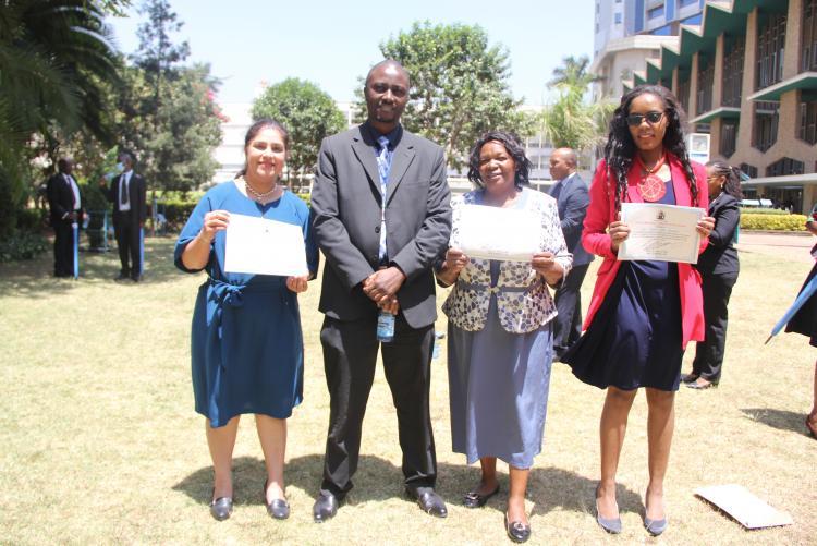 Chairman Department of Pharmacy with the awardees of the University of Nairobi (UON) Performance Contracting and Staff Recognition Awards FY 2020/2021 Ceremony. 